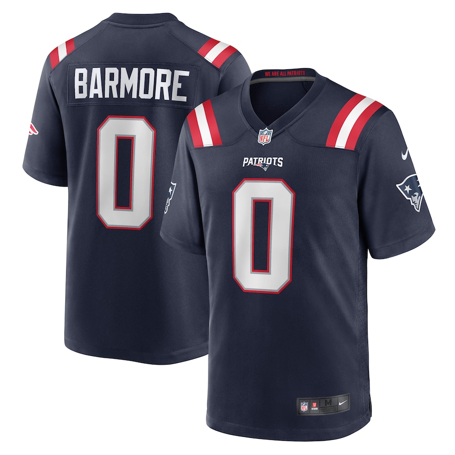 Custom Mens New England Patriots 0 Christian Barmore Nike Navy 2021 NFL Draft Pick Player Game Jersey